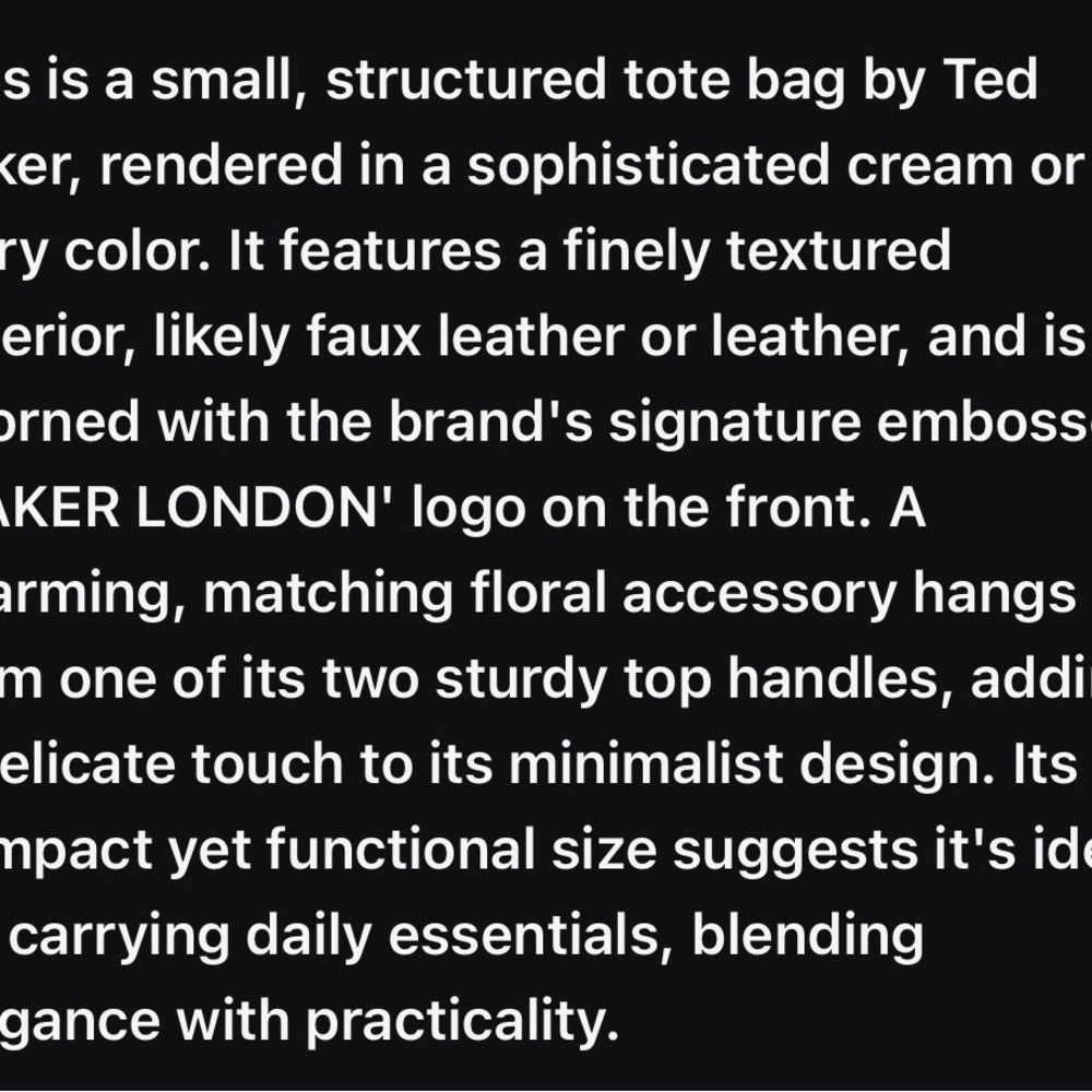 Ted Baker Cream Tote with Floral Charm - Picture 7 of 9